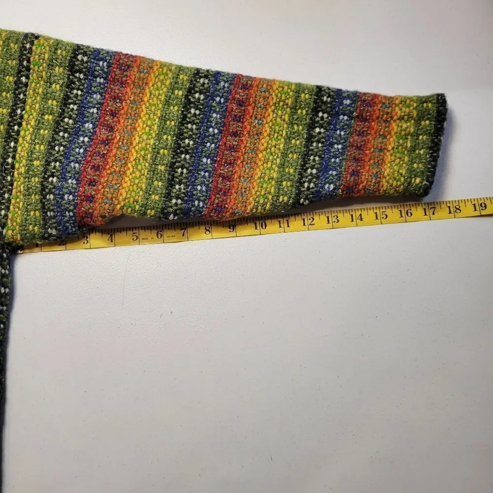 Vintage Hippie Wool Rainbow Woven Knit Full Zip Jacket Unisex 70s?